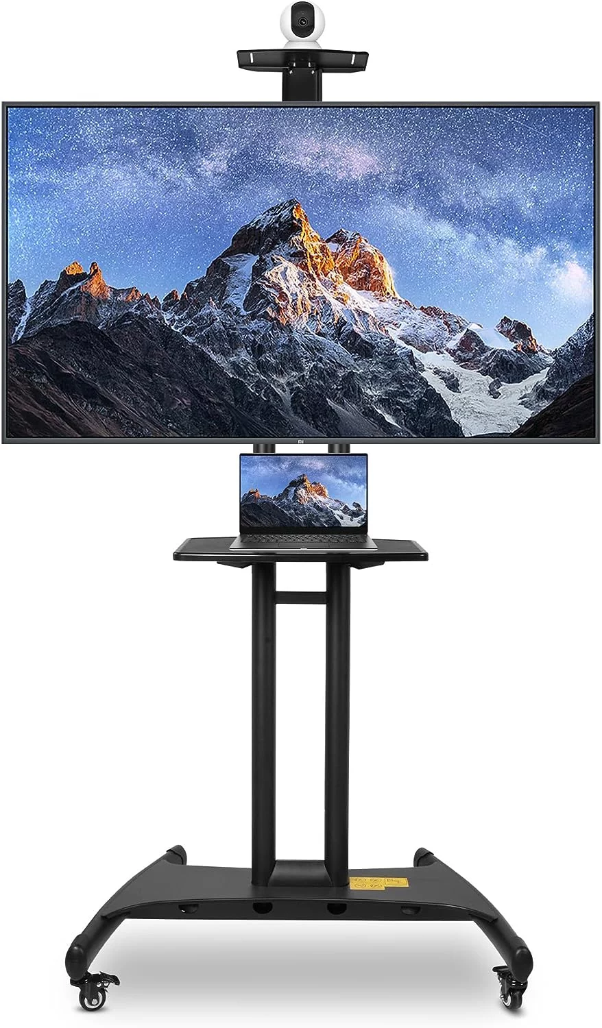 Mobile TV Cart TV Stand with Wheels for 32 to 70 inch Screens up to 99 lbs, Height Adjustable Rolling TV Cart with Camera