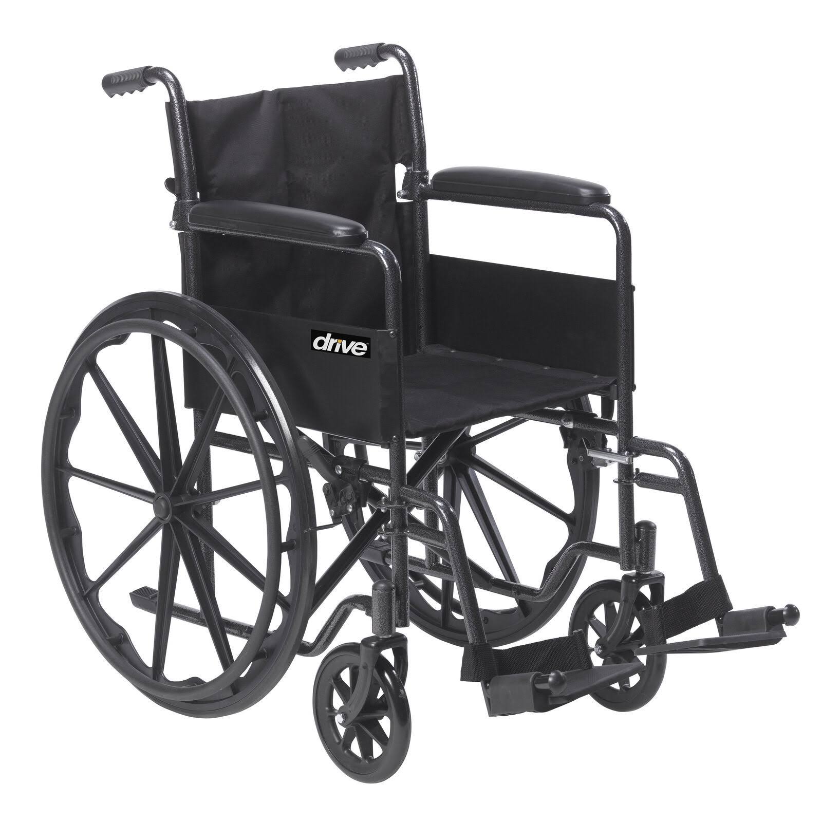 Drive Medical Silver Sport 1 Wheelchair with Full Arms and Swing Away Removable Footrest