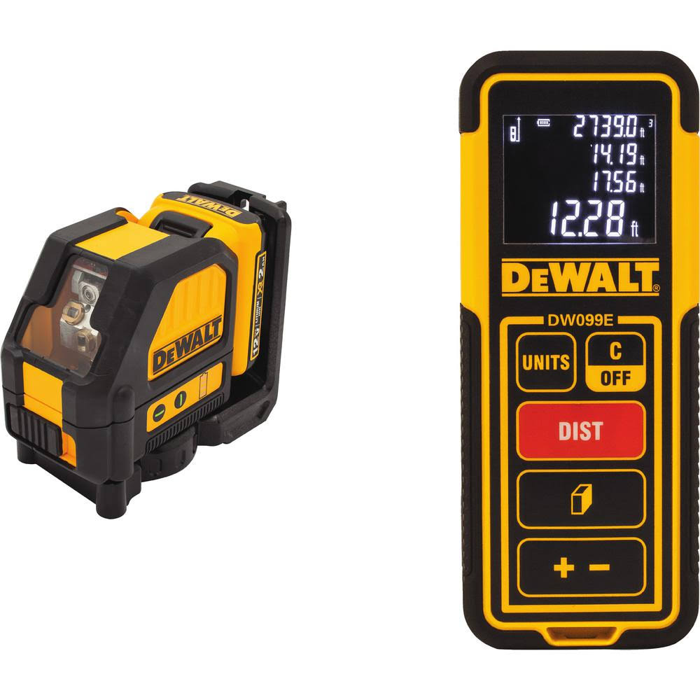 DeWalt 12-Volt Max Lithium-Ion Cross-Line Green Laser Level with 100 ft. Laser Distance Measurer