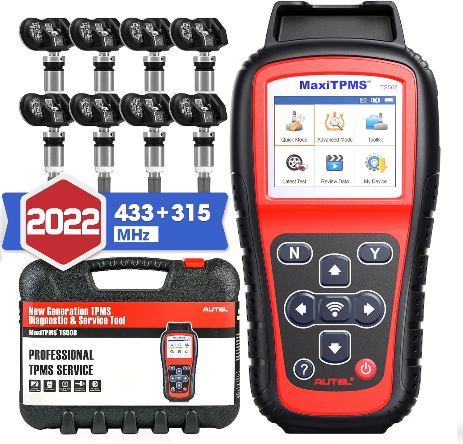 Autel MaxiTPMS TS508K TPMS Tool, 2022 Newest TPMS Relearn Tool with 8PCS 315MHz+433MHz Sensors, Updated of Autel TS408/501