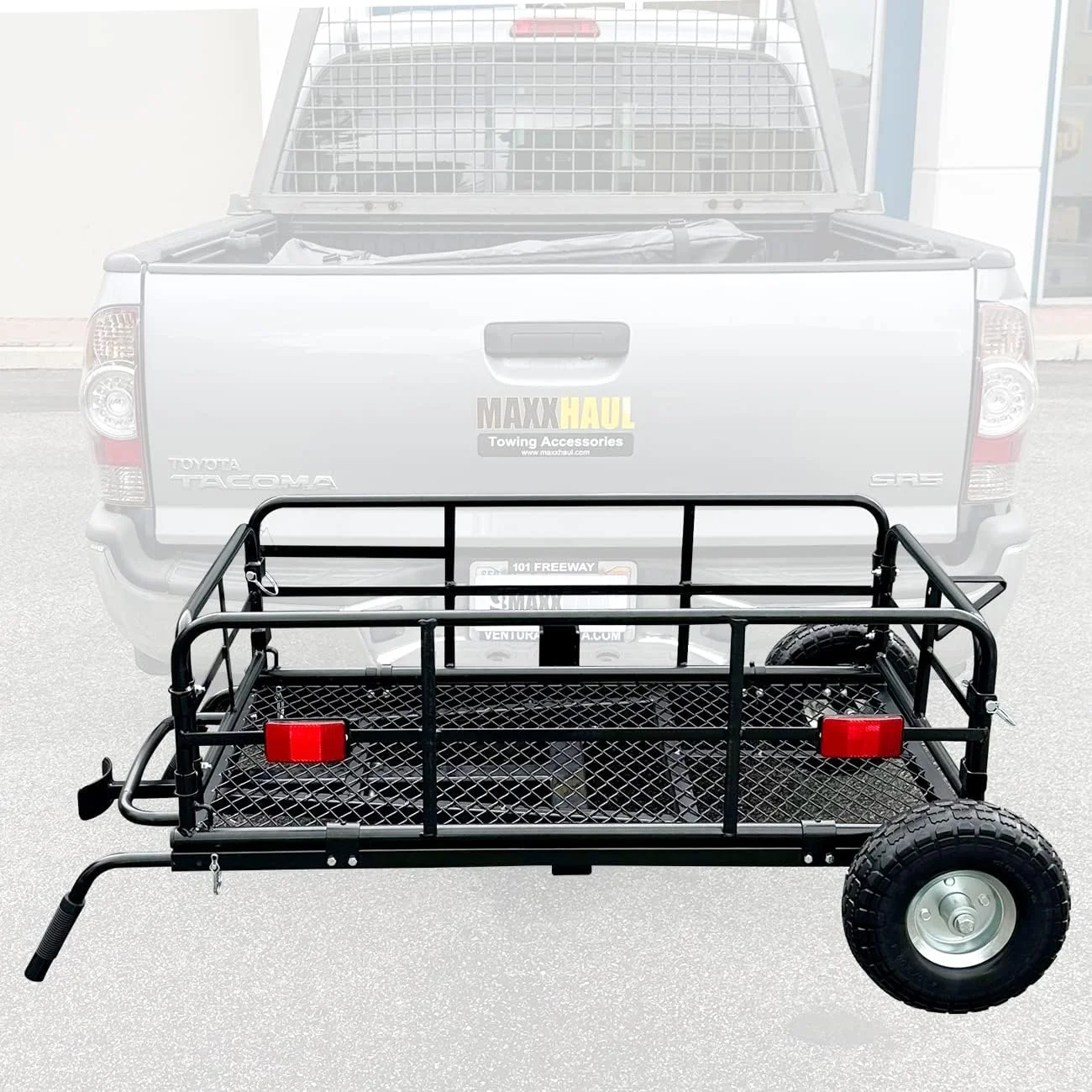 YANPO 50243 Foldable Hitch N Roll Cargo Carrier Cart With Quick Detachable Basket Rack With 10 inch Flat Free Tires for Home Camp Travel Ranch SUV Up
