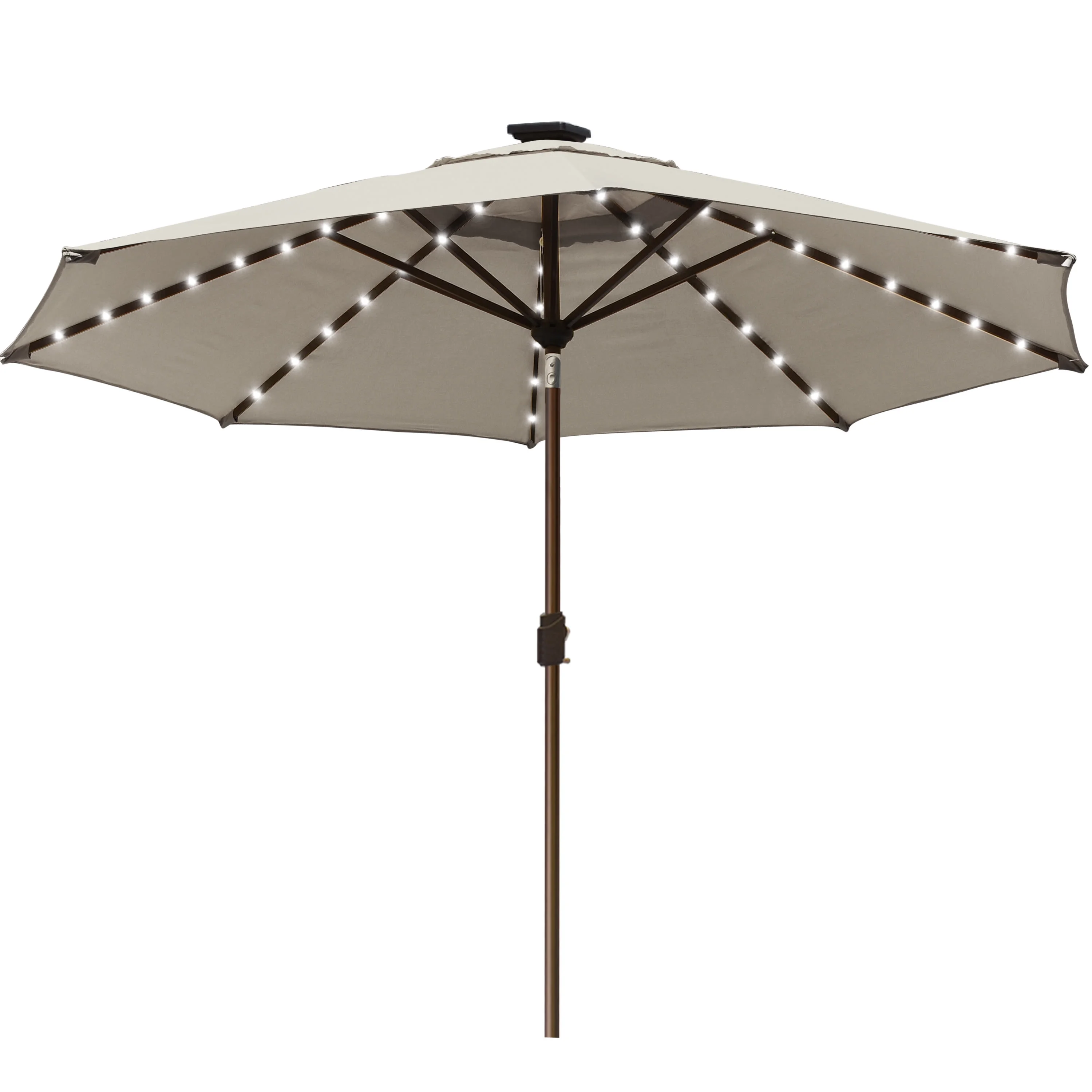 EliteShade Sunbrella Solar Umbrellas 9ft Market Umbrella with 80 LED Lights Patio Umbrellas Outdoor Table Umbrella with Ventilation and 5 Years