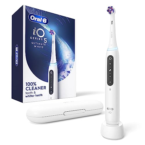 Oral-B iO Series 5 Ultimate White Rechargeable Electric Toothbrush with Visible Pressure Sensor, 2 Minute Timer, 5 Cleaning Settings