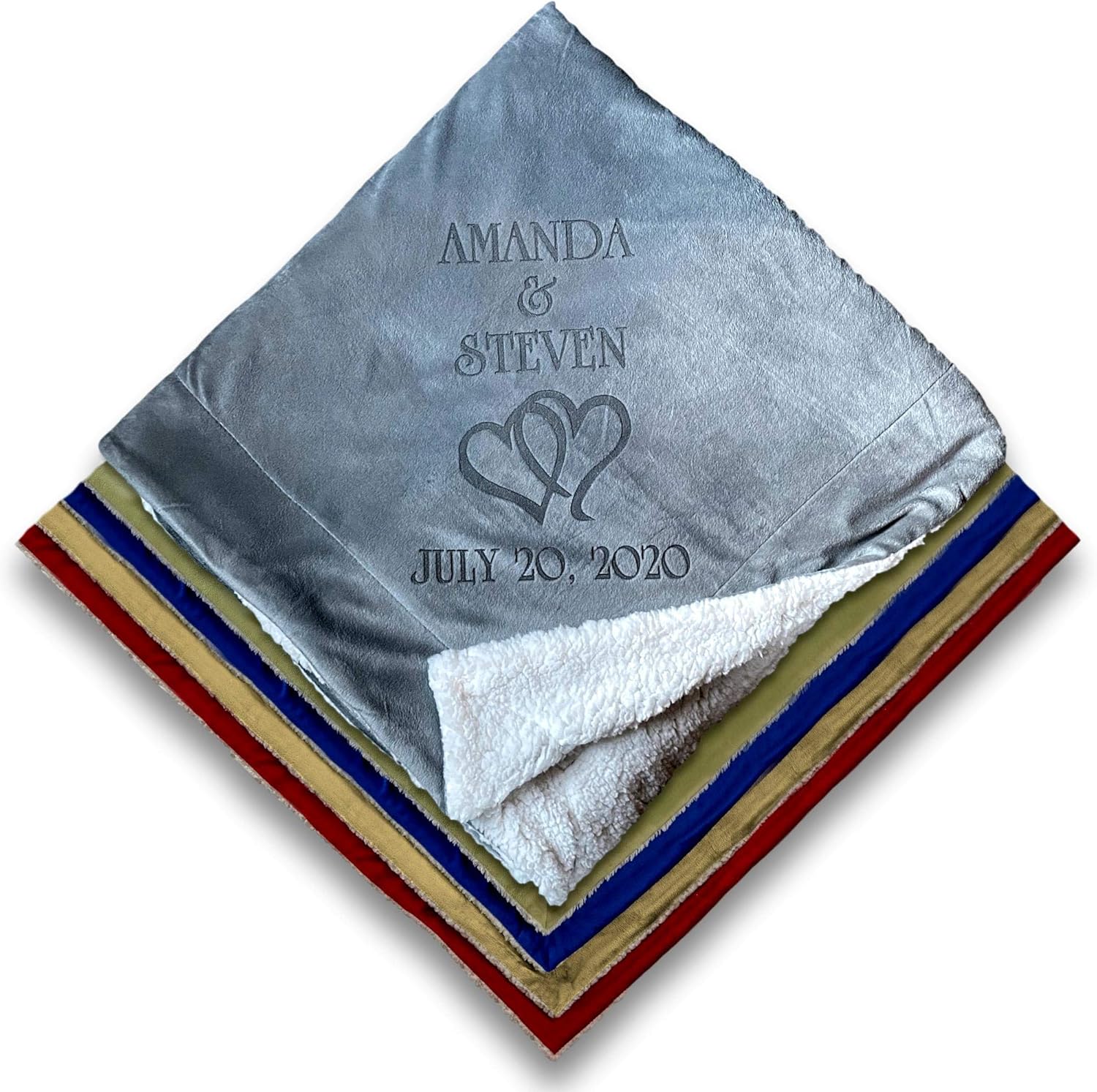 Custom Catch Personalized Unique Wedding Couple Gifts - Anniversary, Engagement Gift Blanket (Hearts)