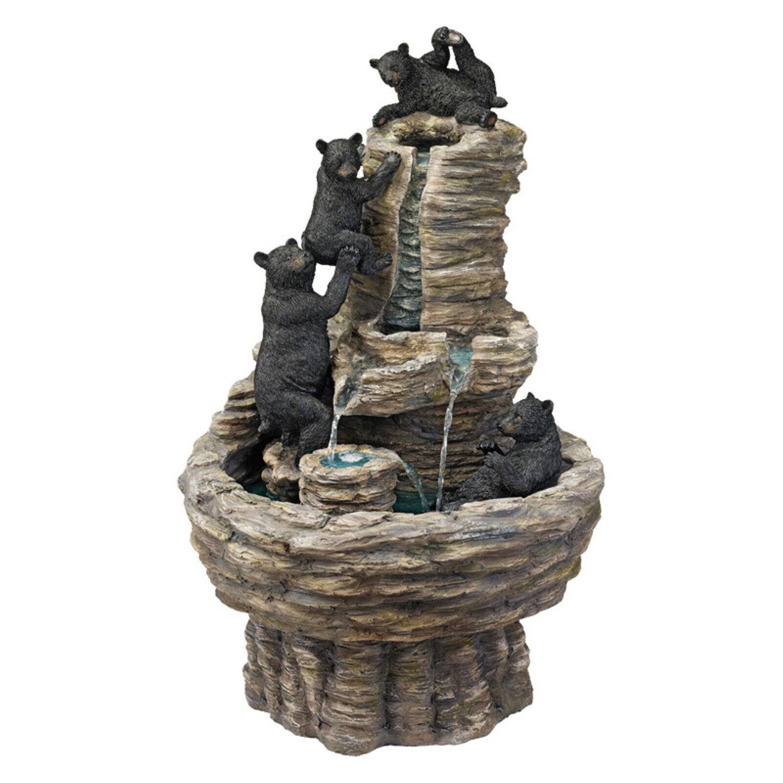 Design Toscano Rocky Mountain Splash Black Bears Garden Fountain