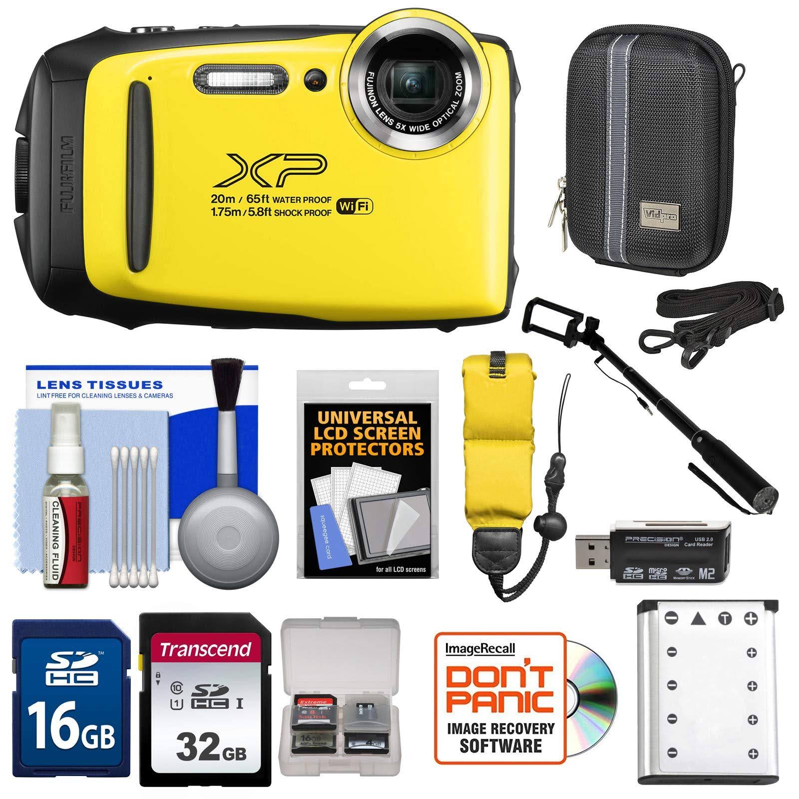 Fujifilm FinePix XP130 Shock u0026 Waterproof Wi-Fi Digital Camera (Yellow) with 32GB Card + Battery + Cases + Float Strap + Sel