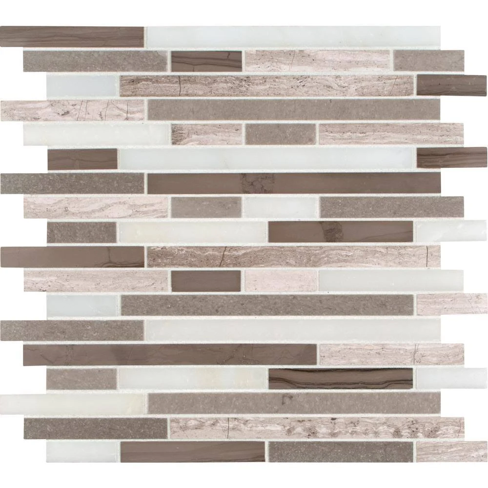 MSI Arctic Storm Interlocking 12 in. x 12 in. x 10 mm Honed Marble Mesh-Mounted Mosaic Tile (10 Sq. ft. / CASE)