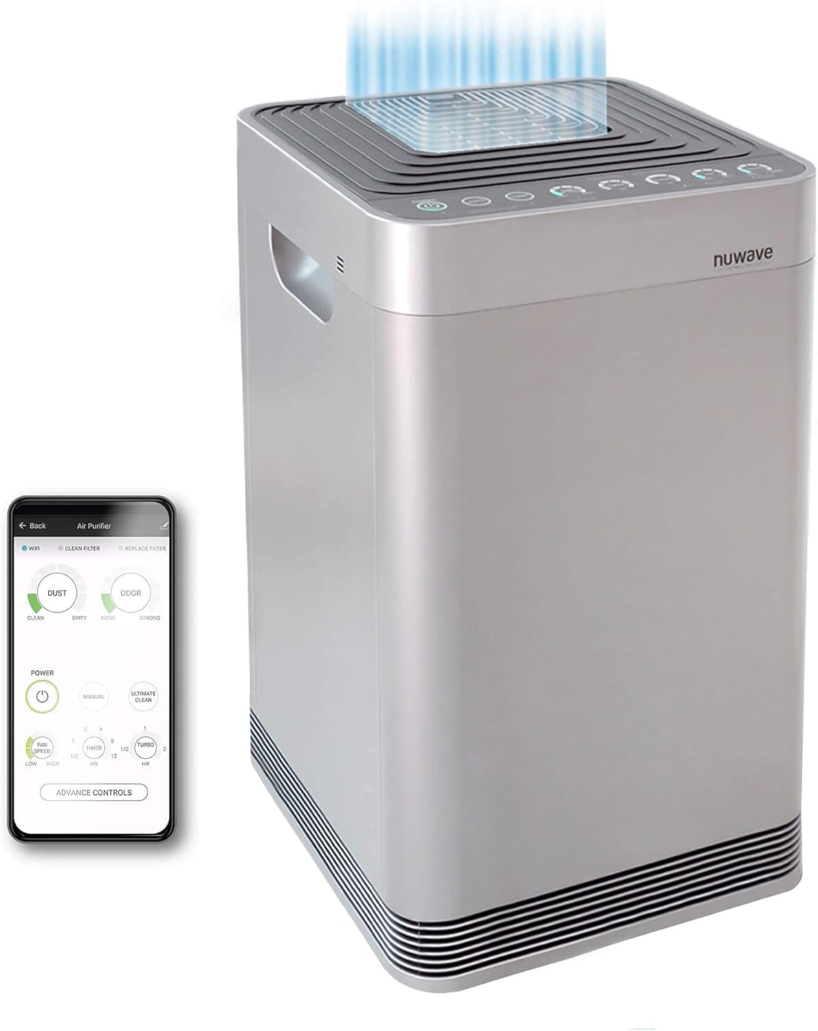 NuWave OxyPure Large Area Smart Air Purifier - Capture and Eliminate Smoke, Dust, Pollen, Mold, Pet Dander, Allergens, Lead, Formaldehyde, Gases