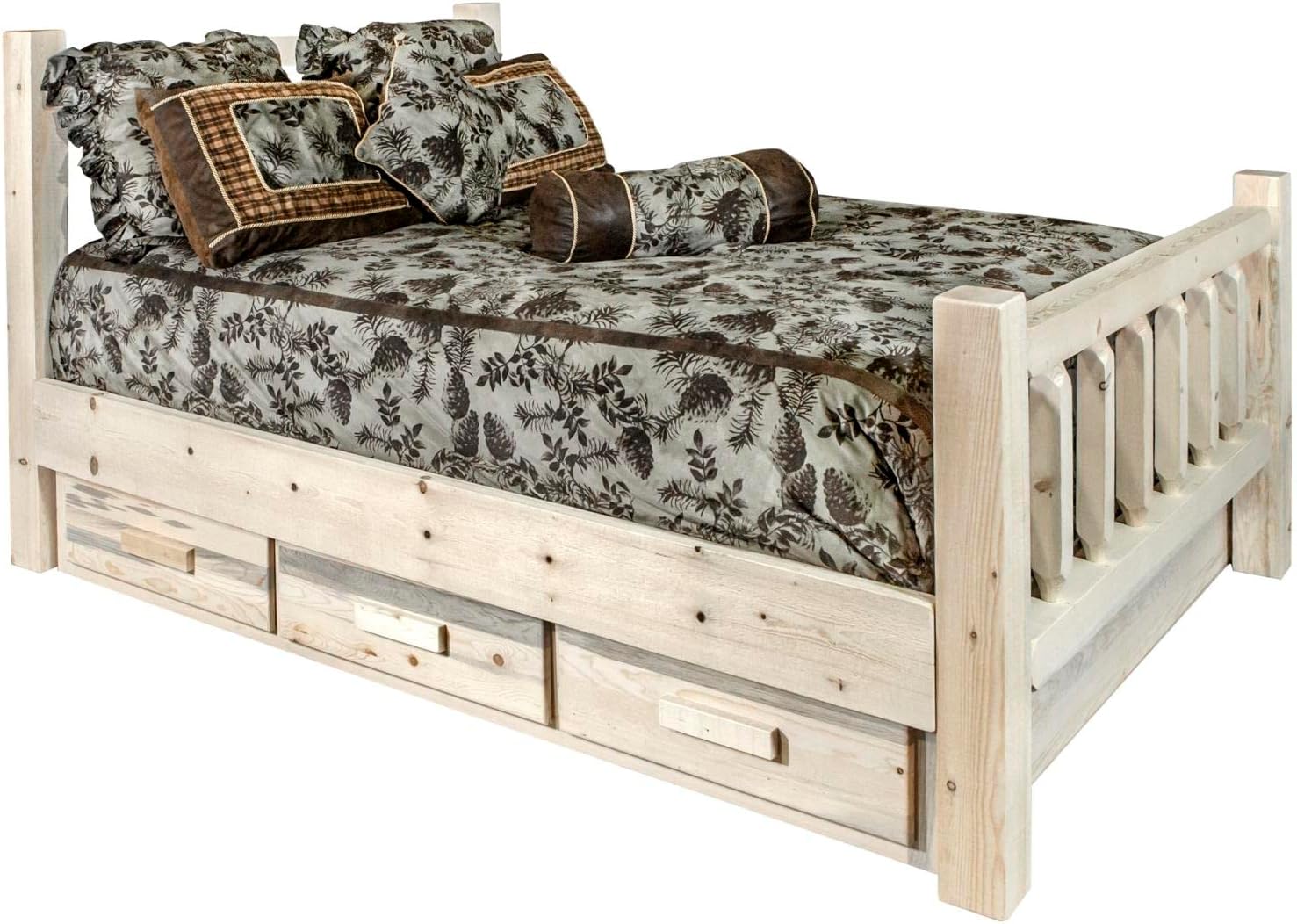 Montana Woodworks Homestead Collection Twin Bed with Storage, Clear Lacquer Finish