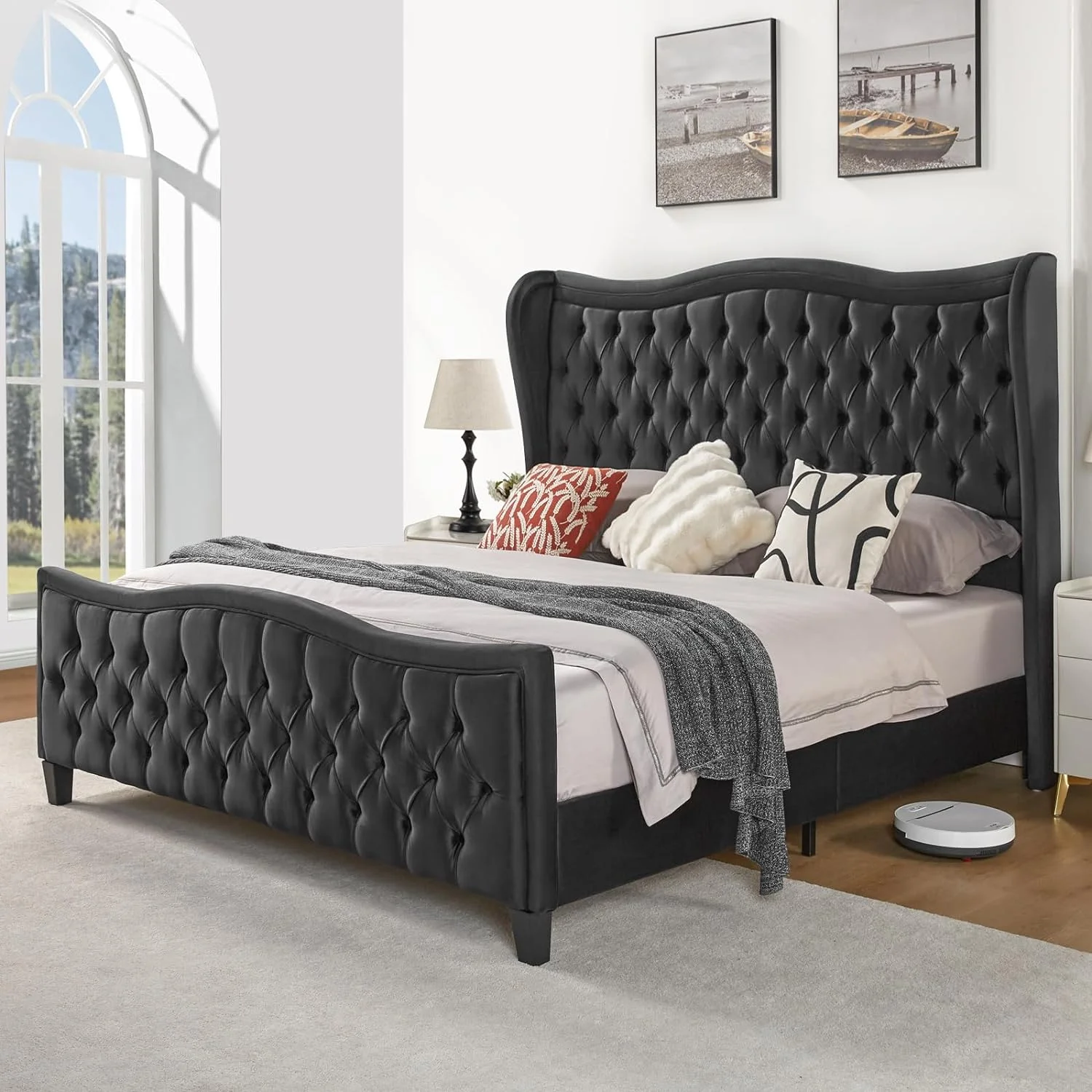HOWE Queen Size 52.9" Tall Platform Bed Frame