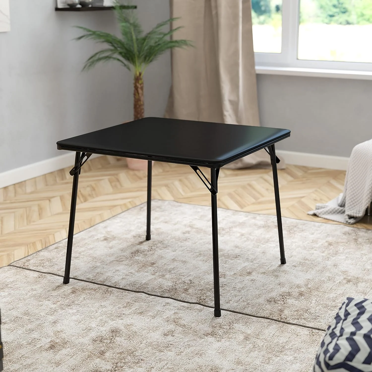 Folding Card Table - Black Foldable Card Table Square - Portable Table with Collapsible Legs - Curated Treasures Market