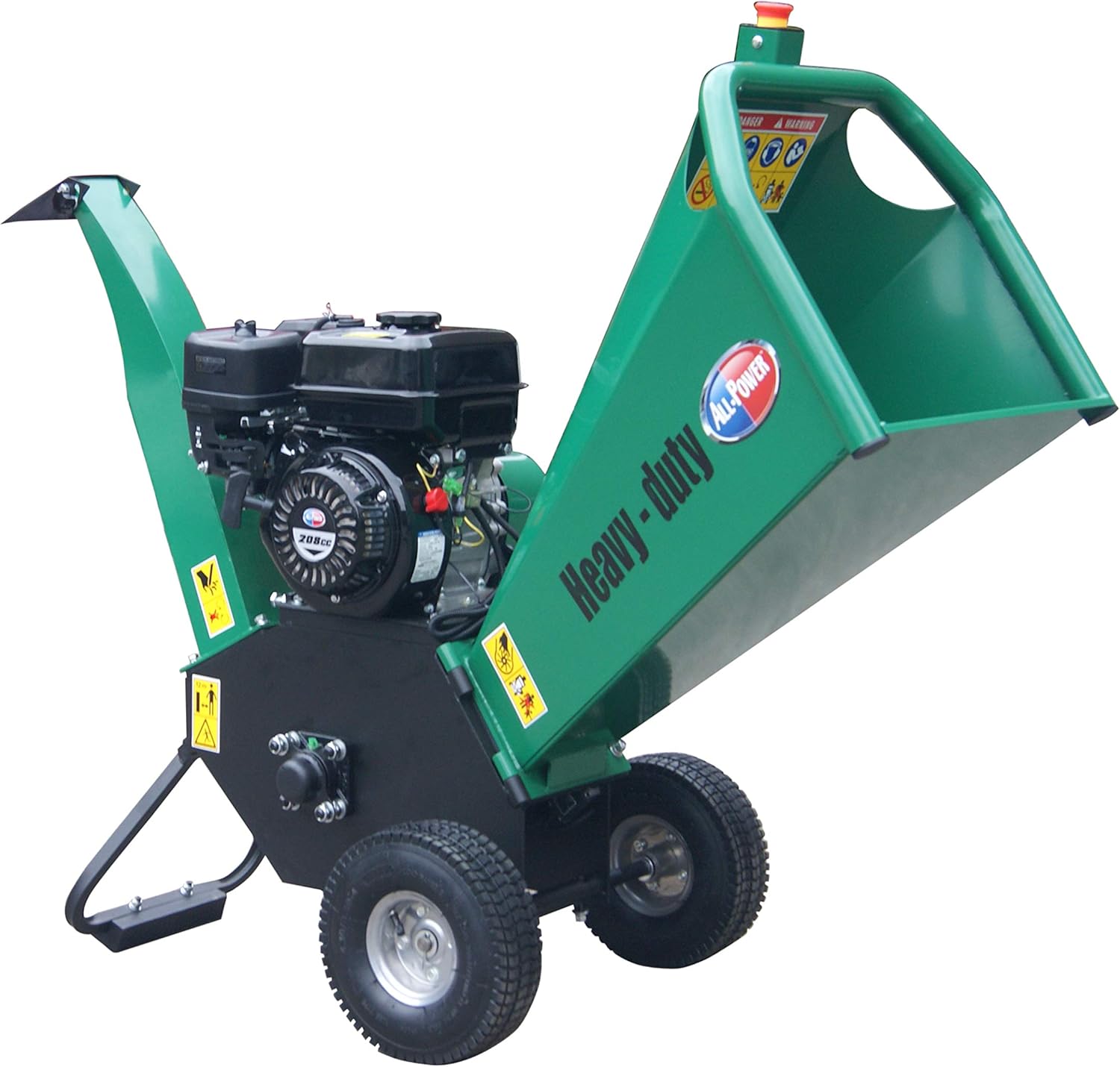 All Power America APWC210 Heavy Duty Durable Wood Chipper Shredder Mulcher-Max 4 Inch Cutting Diameter Capacity Gas Powered, 7HP 208cc, 4 inch