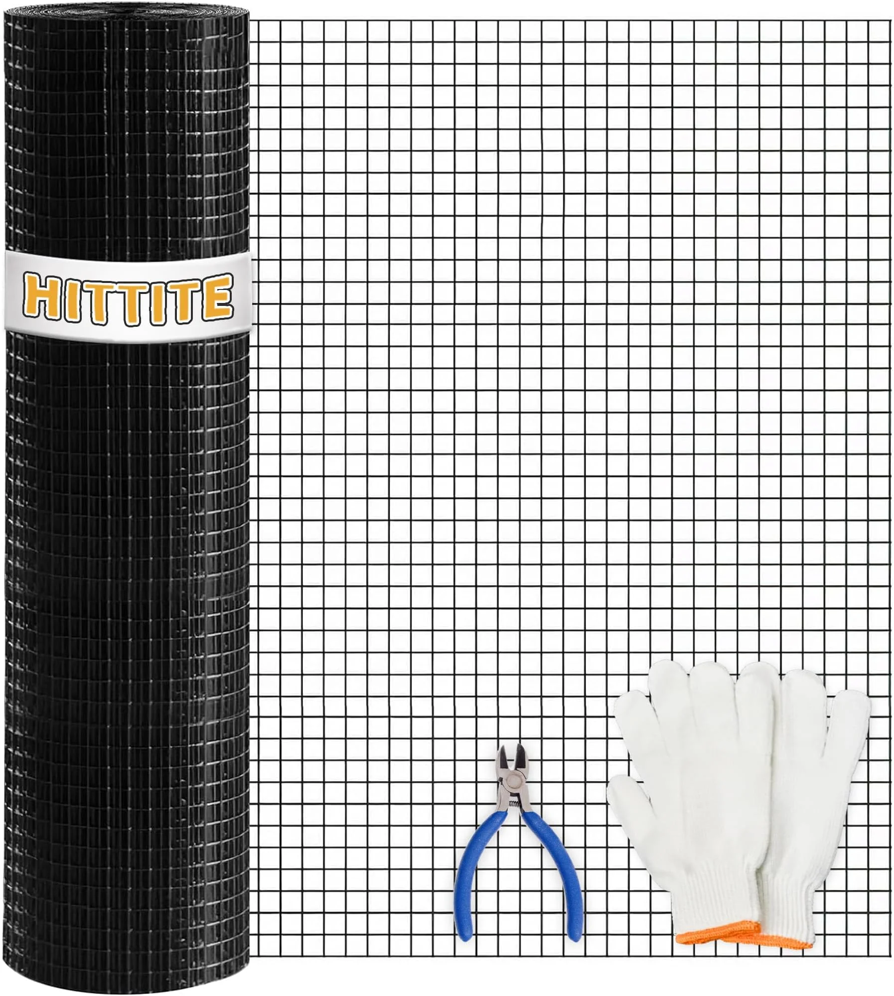 HITTITE Hardware Cloth 1/2 inch 36 x 50 ft, 19 Gauge Black PVC Coated Fence Wire Mesh Roll