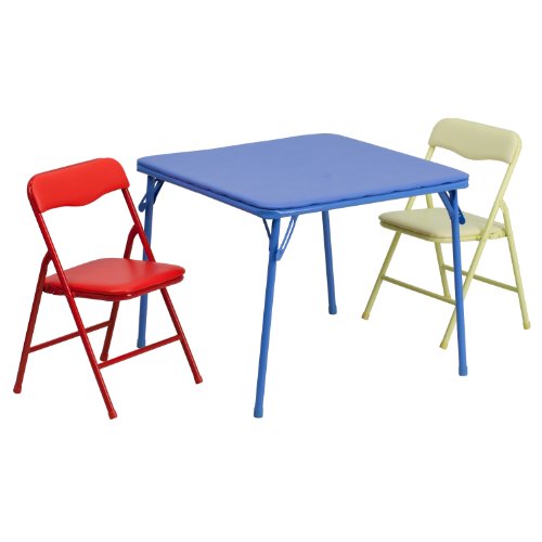 Flash Furniture Mindy Kids 5-Piece set Folding Square Table and Chairs Set for Daycare and Classrooms, Children's Activity Table and Chairs Set