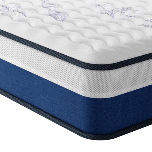 Vesgantti Twin Mattress, 12 Inch Innerspring Hybrid Twin Size Mattress with Memory Foam and Individual Pocket Spring, Mattress in a Box