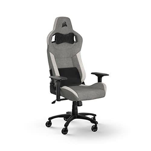 Corsair T3 Rush Fabric Gaming Chair (2023) – Racing-Inspired Design – Soft Fabric Exterior – Padded Neck Cushion – Memory Foam Lumbar Support –