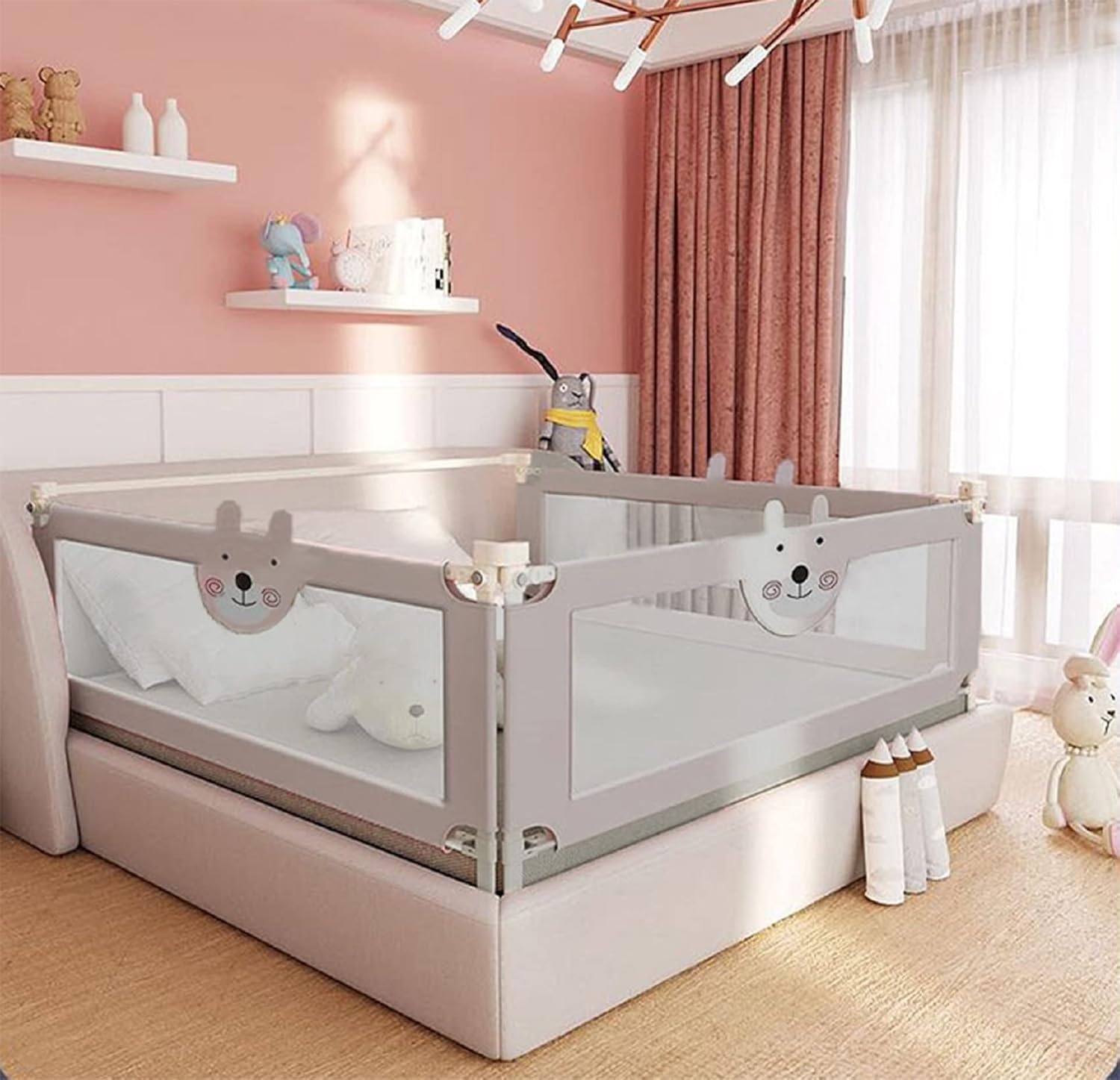 RDHOME 59 Bed Rails for Toddlers Extra Tall Safety Baby Bed Guard, Vertical Lifting Bed Guardrail for Kids