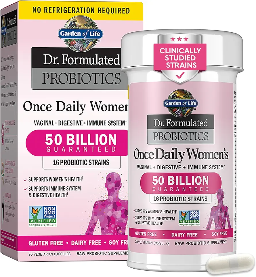 Garden of Life Once Daily Dr. Formulated Probiotics for Women 50 Billion CFU 16 Probiotic Strains with Organic Prebiotics for Digestive