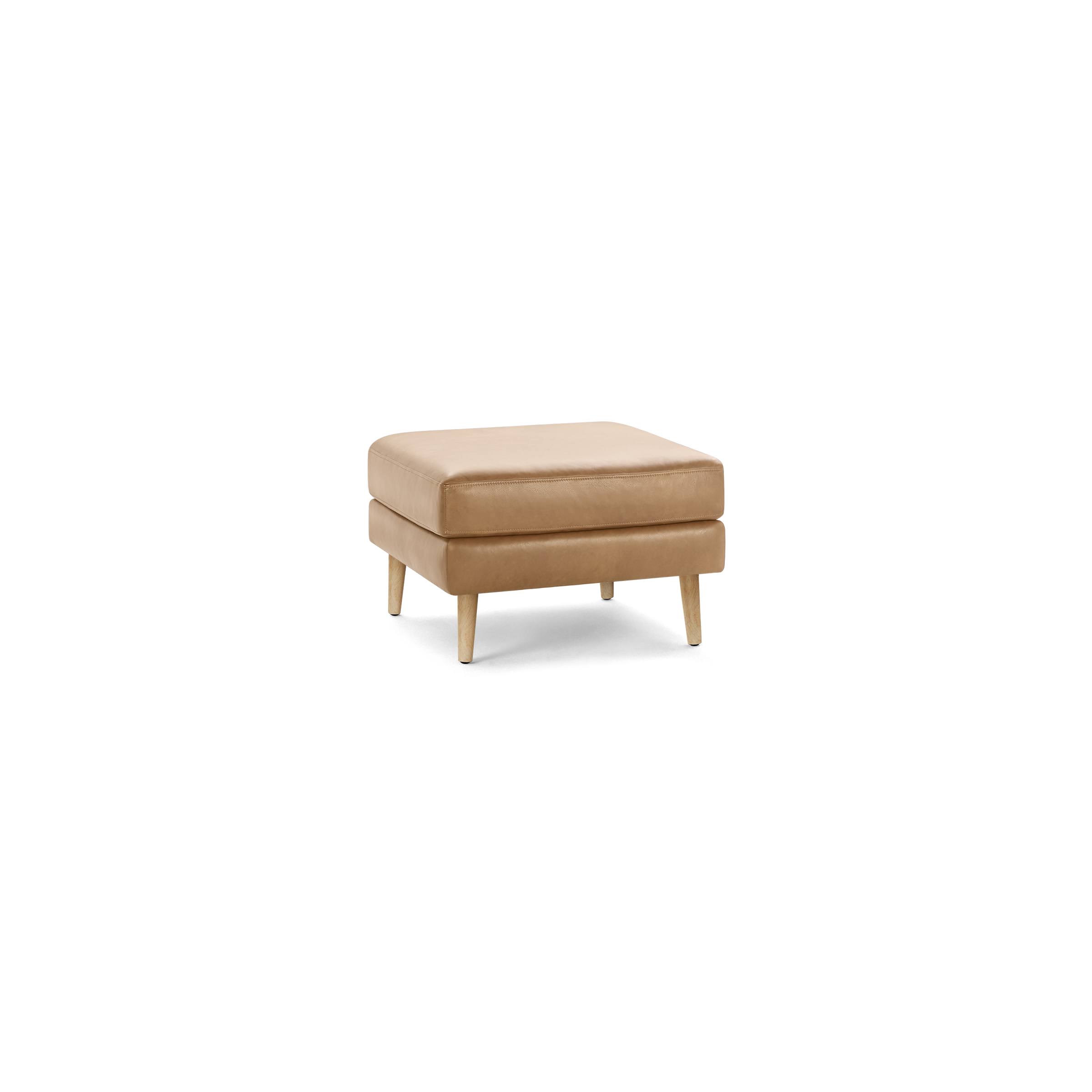 Burrow Ottoman, Camel, Light Wood Legs | Nomad Leather Collection