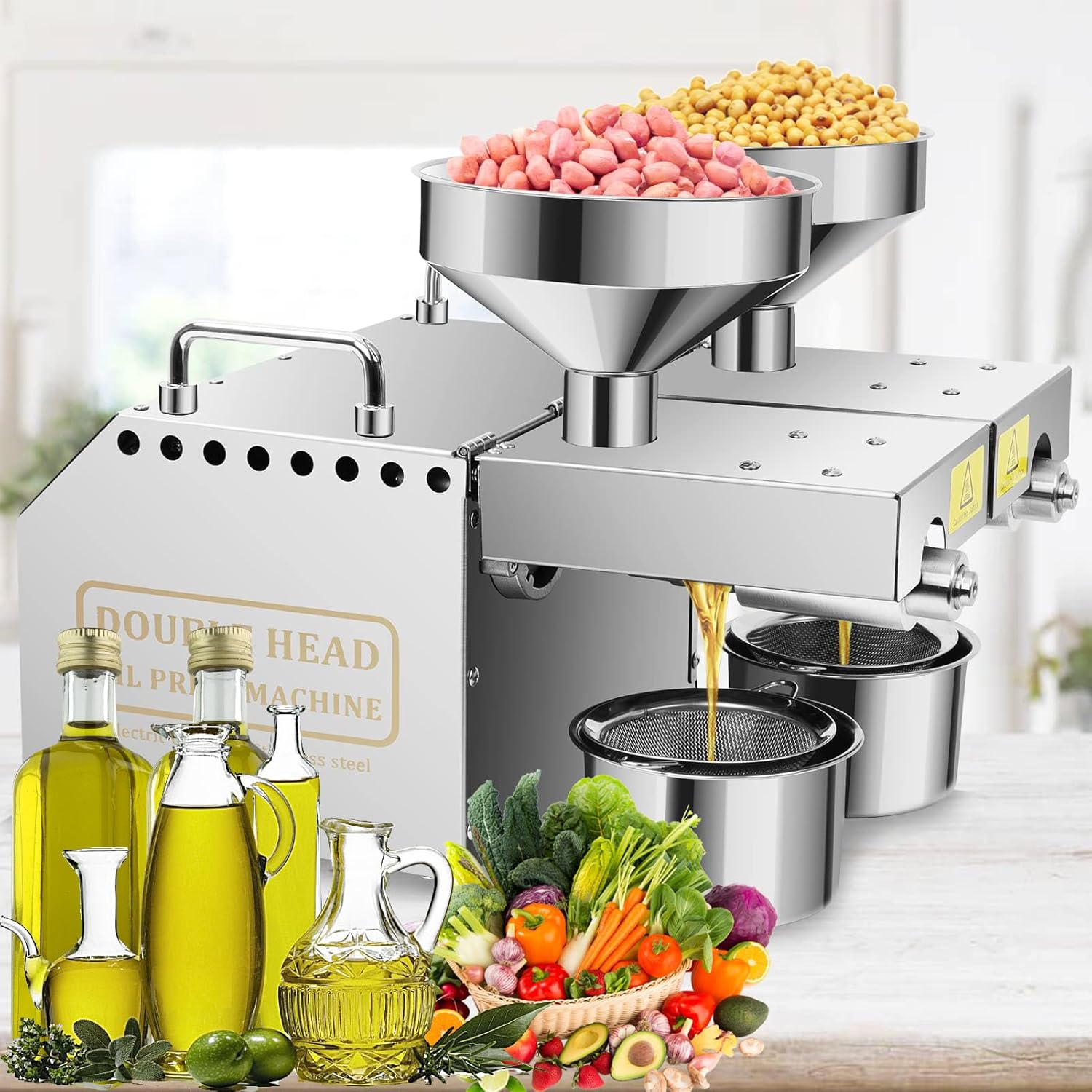 1500W Oil Press Machine with Double Oil Outlets