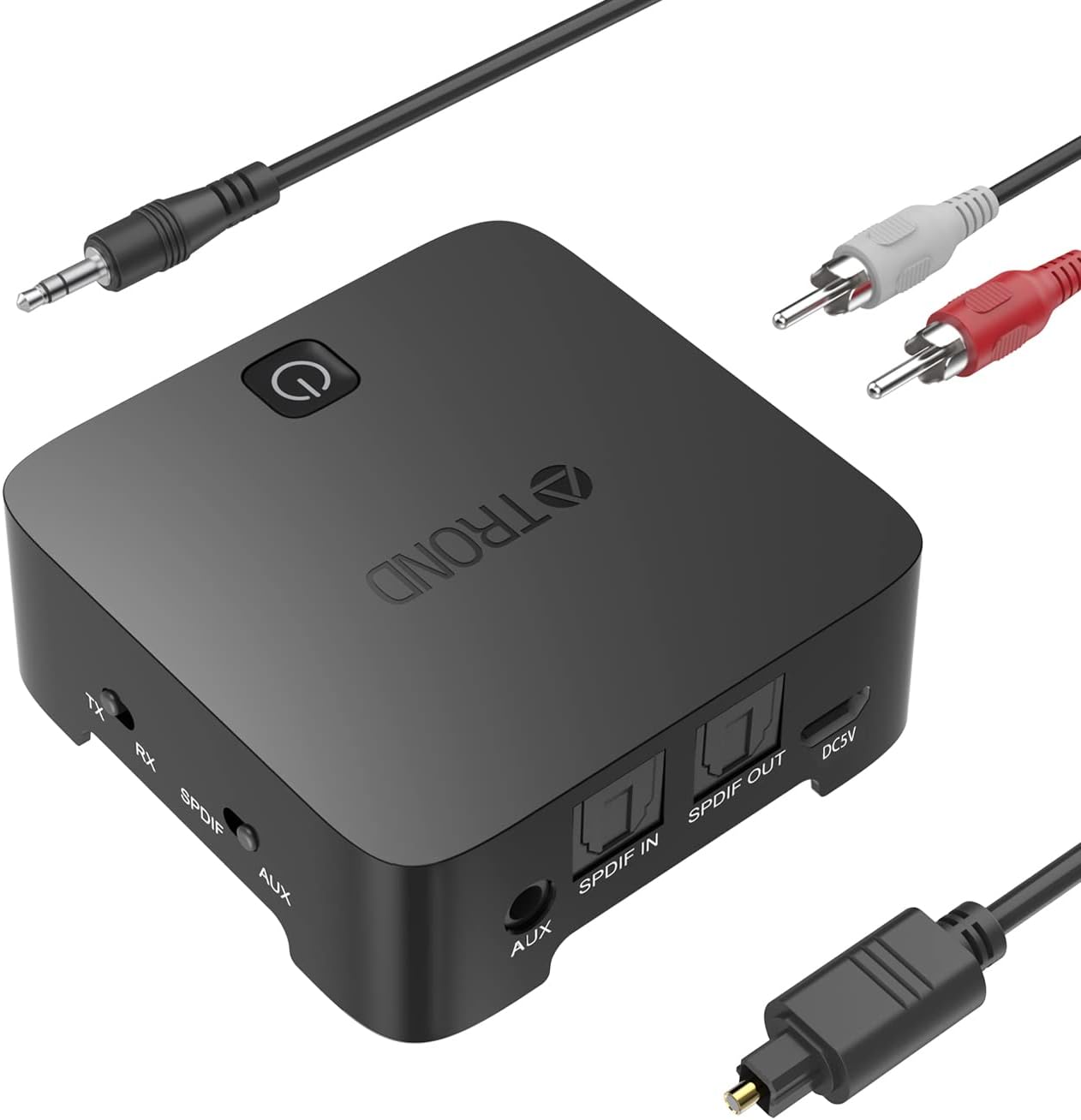 TROND TV Bluetooth V5.0 Transmitter and Receiver - Digital Optical TOSLINK and 3.5mm Wireless Audio Adapter (AptX Low Latency for Both TX and RX