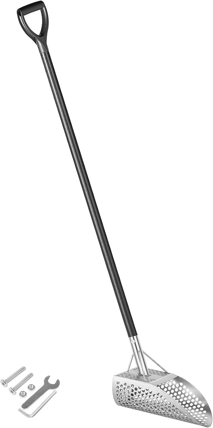 VEVOR Sand 10 MM Hole Detector Shovel Stainless Steel Metal Detecting Beach Scoops, Silver