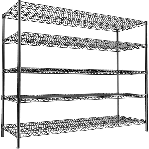 REIBII 55.5" W Storage Shelves 3200LBS Metal Shelving 5 Tier Wire Shelving Unit Garage Shelving Heavy Duty Metal Shelves for Storage Rack Commercial