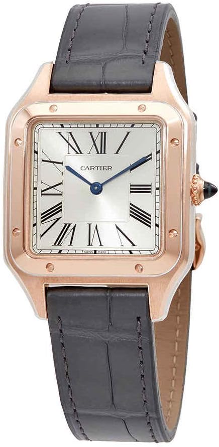 CARTIER Santos-Dumont 18kt Rose Gold Silver Dial Men's Large Watch WGSA0021