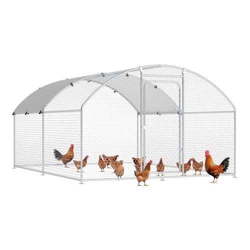 Chicken Coop Large Metal Chicken Run Poultry Cage with Water-Resident and Anti-UV Cover for Duck Rabbit House Outdoor Walk-in Chicken Pen for Yard