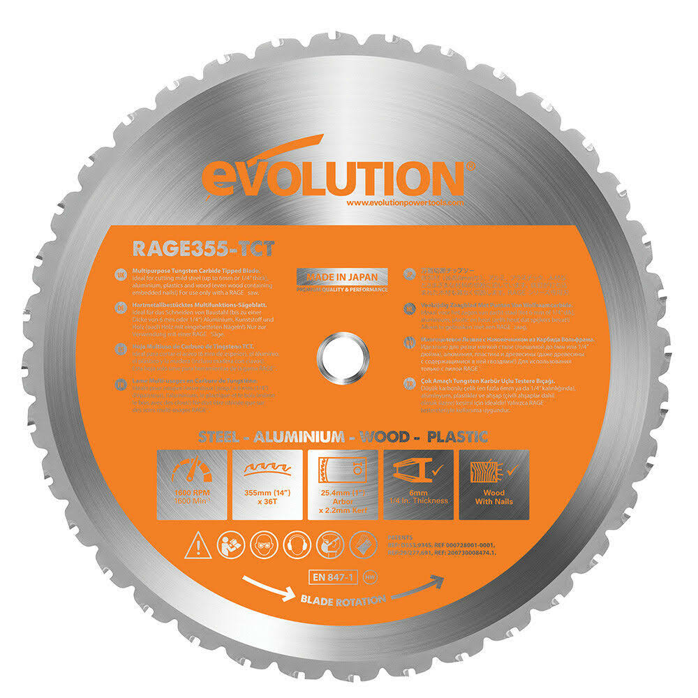 Evolution Rage Saw Multipurpose 14x22 Circular Saw Blade