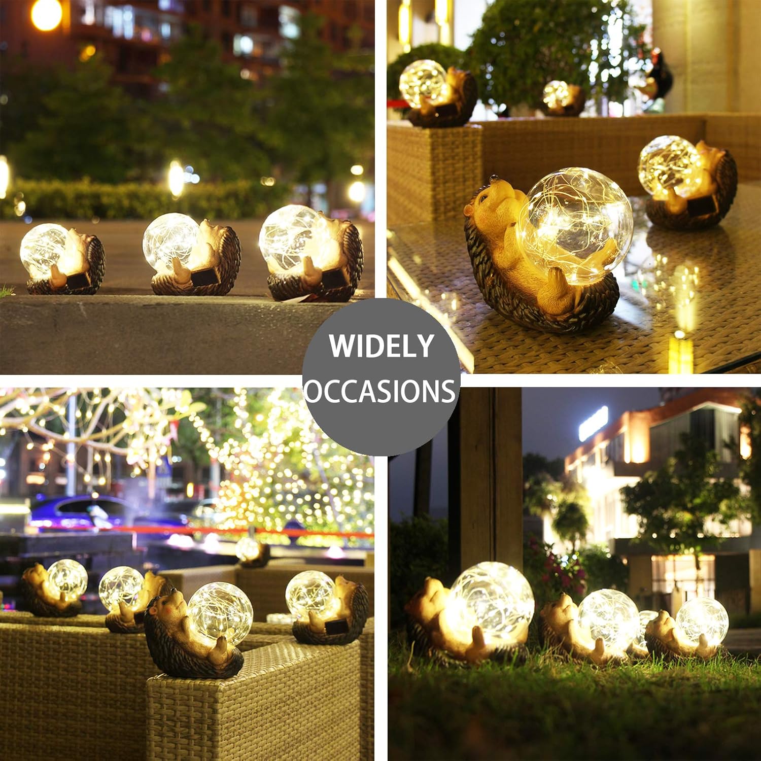 Solar Lights Outdoor Decorative Hedgehog Garden Statues,Garden Decor Patio Backyard Lawn Decorations Resin Animals Figurines