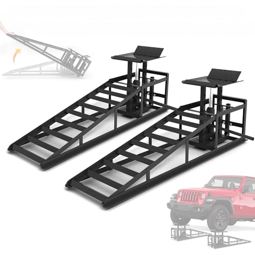 2 Pack Hydraulic Car Ramps, 11050LBS 5T Car Ramp High Lift 9"-14.2", Heavy Duty Steel Car Lift Ramp