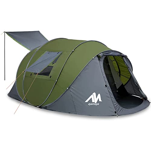 6 Person Easy Pop Up Tents for Camping - AYAMAYA Double Layer Waterproof Instant Tent with Vestibule & Porch