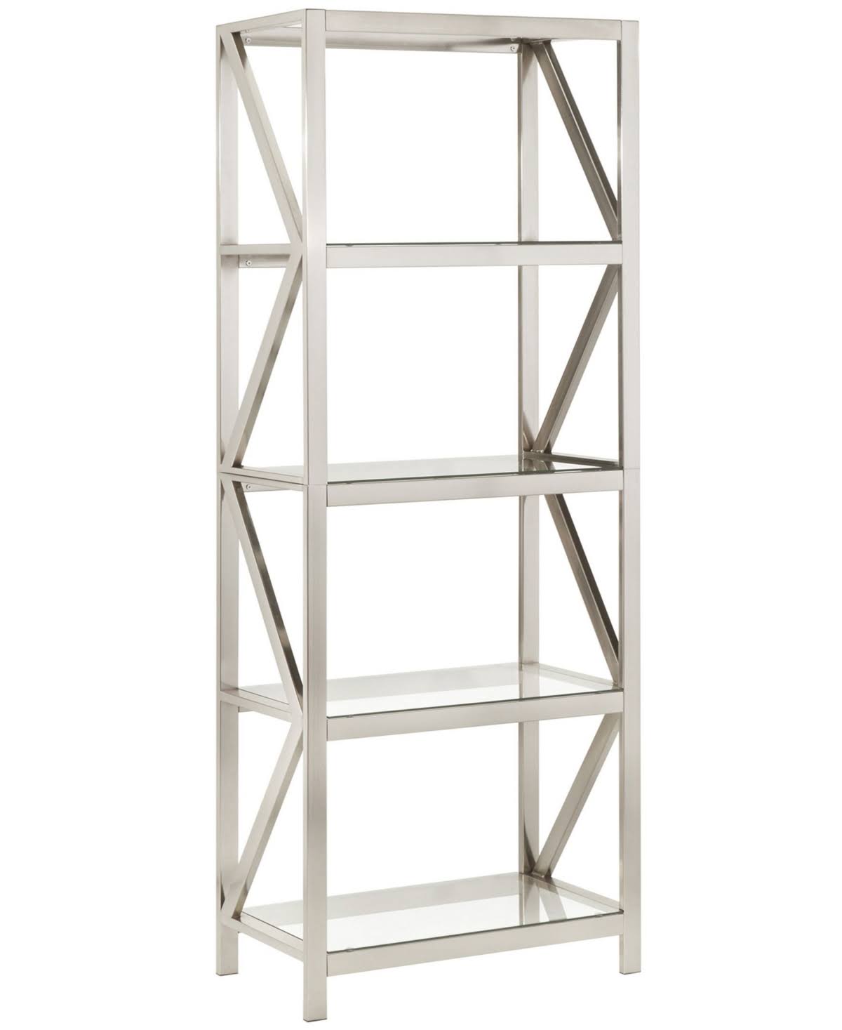 Inspire Q Brynn Brushed Nickel Bookcase - Silver