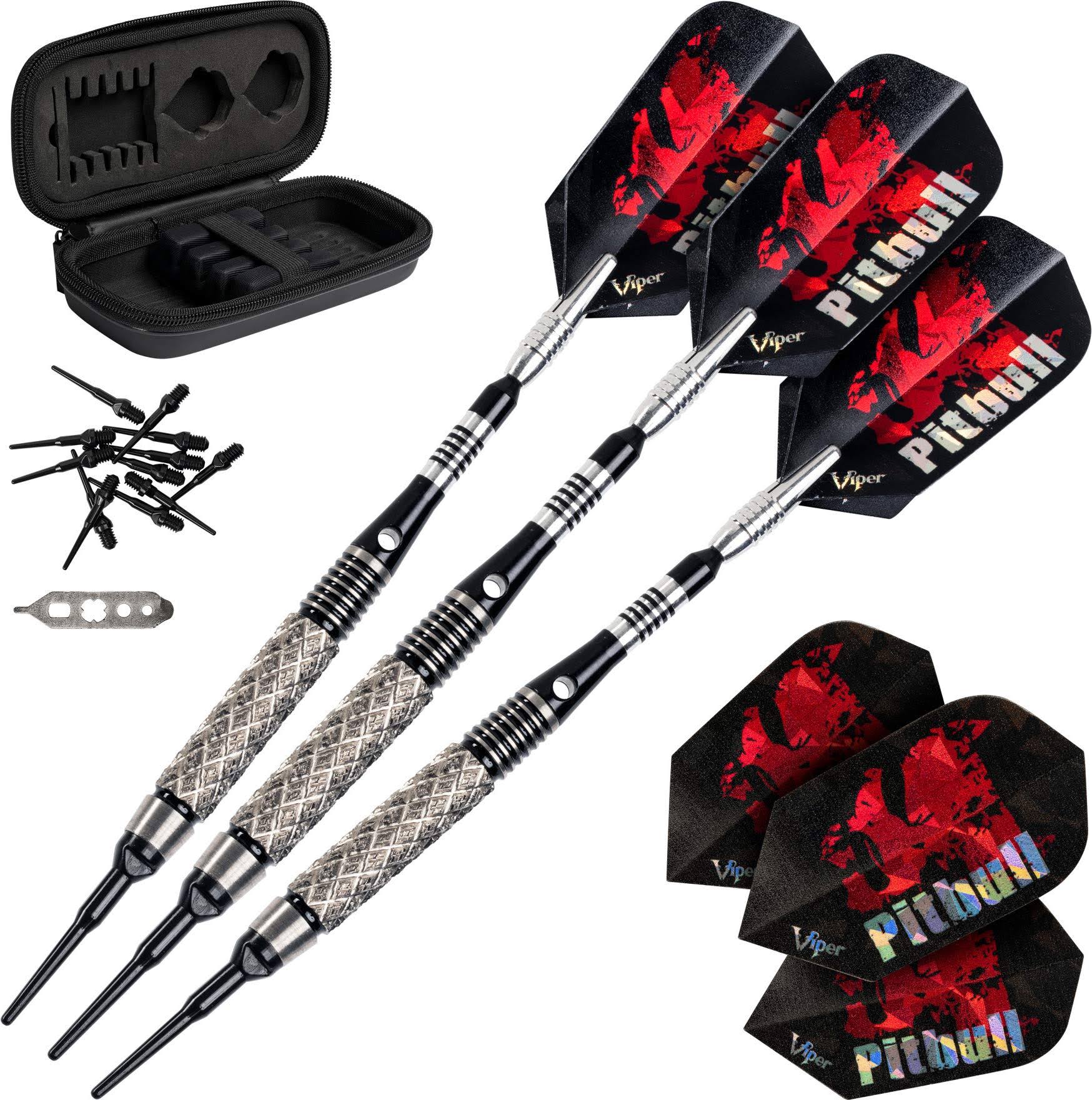 Viper Pitbull 90% Tungsten Soft Tip Darts with Storage/Travel Case, Full Knurling, 18 Grams