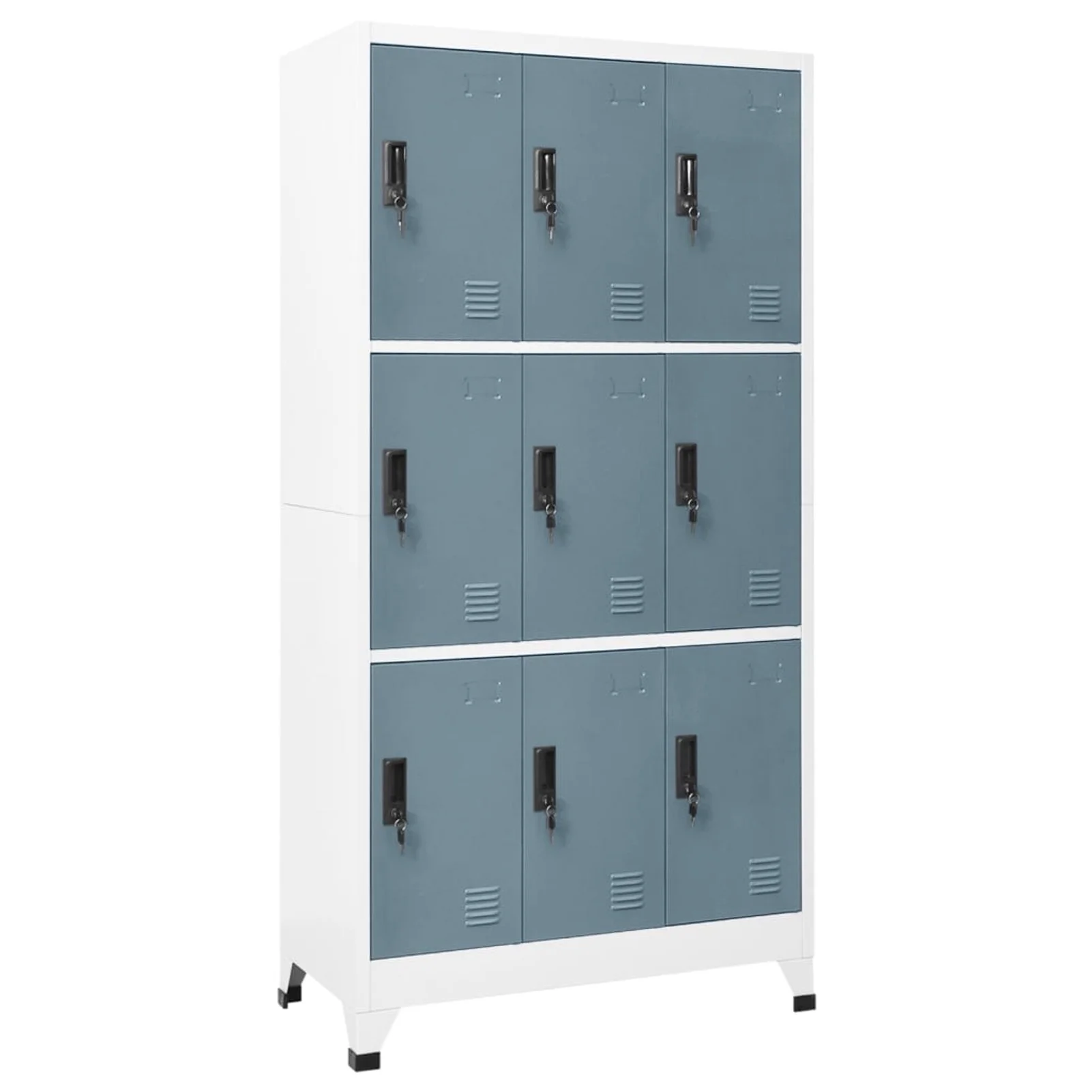 Anself Locker Cabinet with 9 Lockable Doors Steel Filing Cabinet Metal Office Storage Cabinet for Office, Living Room, Bedroom