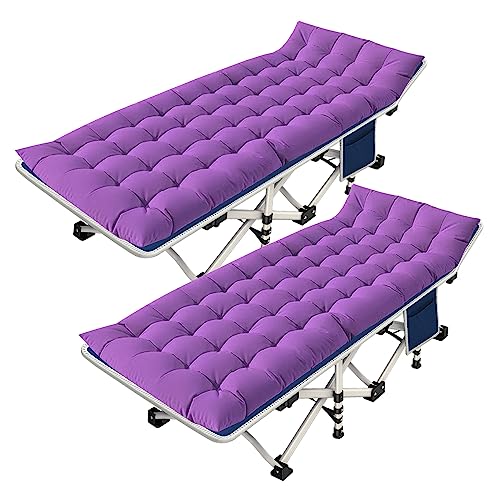 2 Pack Camping Cot with Mattress Comfortable Cot Bed Folding Cot Heavy Duty Cots for Sleeping with Carry Bag for Adults Kids Guest Bed Outdoor Indoor