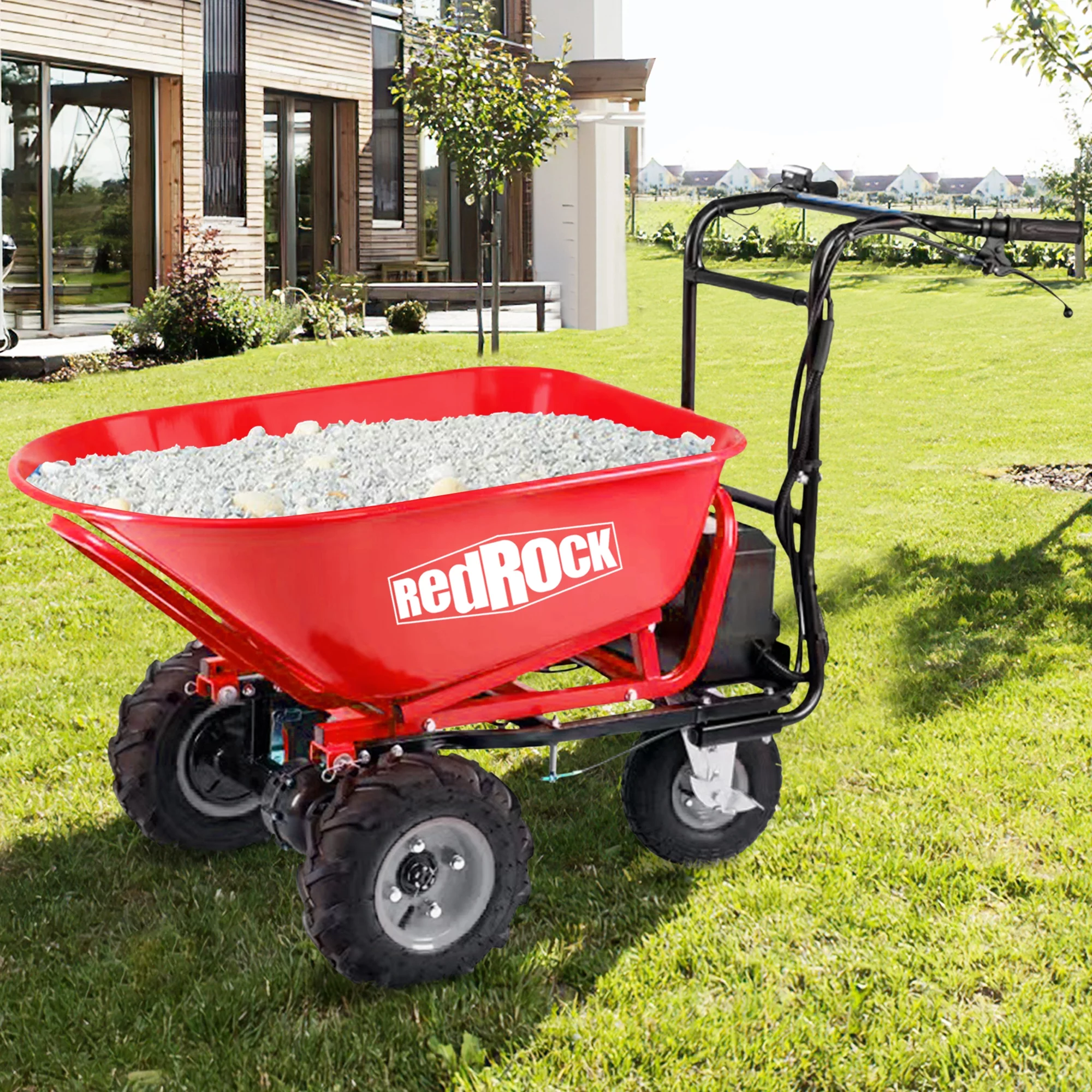 THINK 30,Wheelbarrow Utility Cart Electric Powered Cart 48V28Ah, 500W, Capacity 500lbs (230kg), 1000lbs Towing, Material Debris Hauler