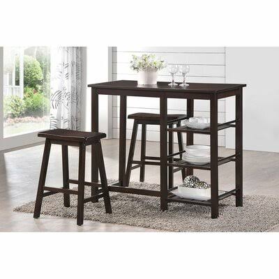 3 - Piece Counter Height Dining Set Red Barrel Studio Color: Walnut