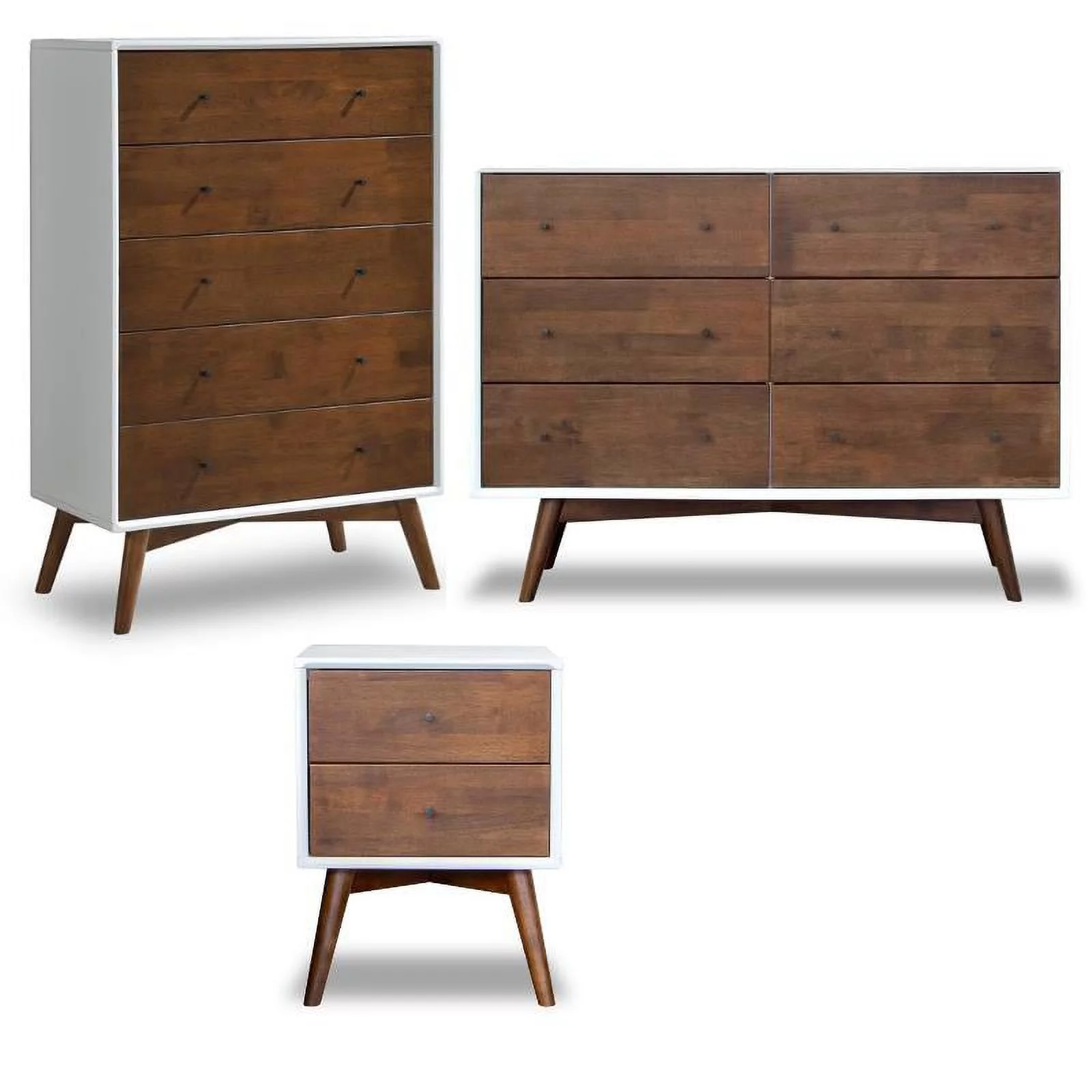 Home Square 3 Piece Set with 5 Drawer Dresser 6 Drawer Dresser and Nightstand