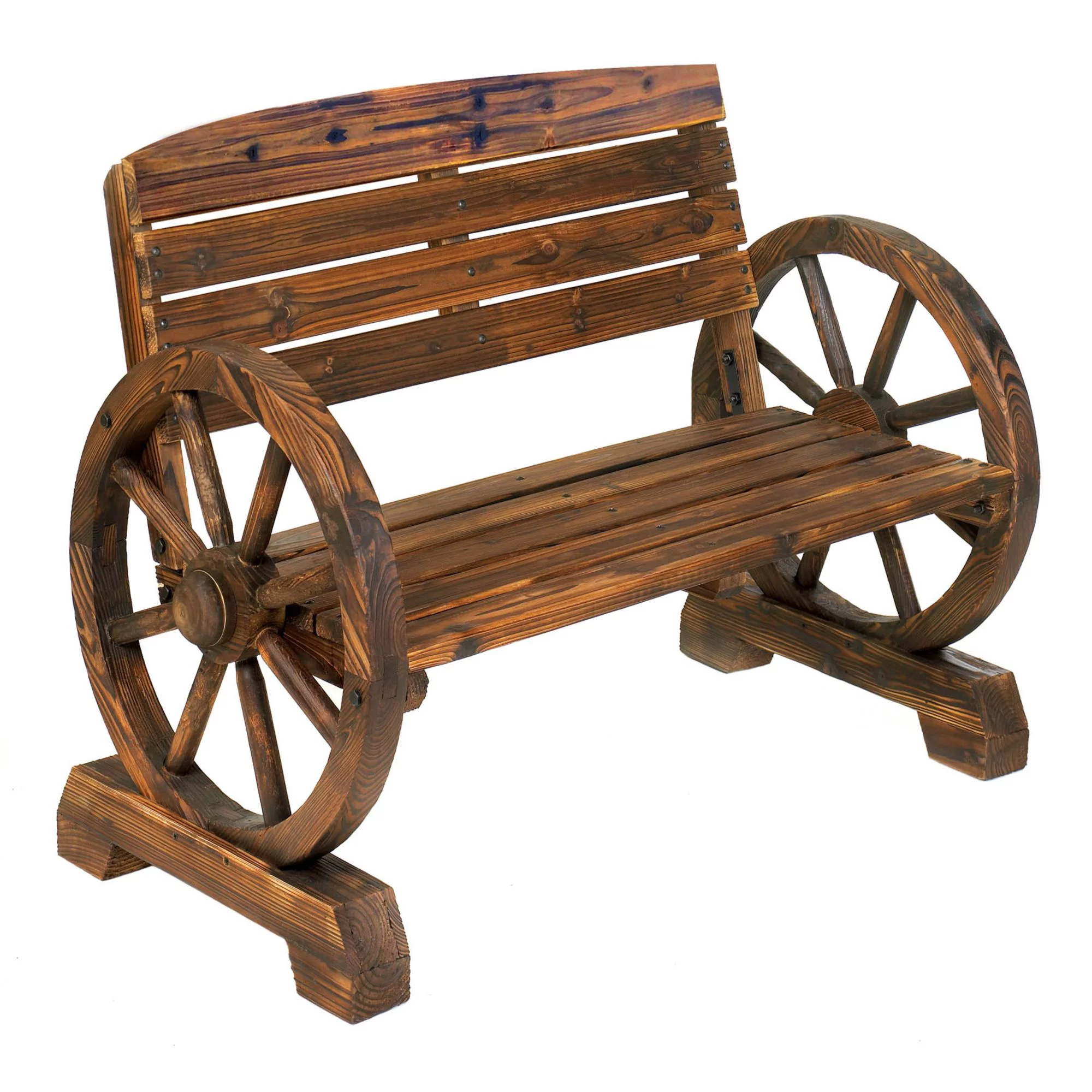 Zingz & Thingz Wagon Wheel Bench 42.25x21x31", Brown