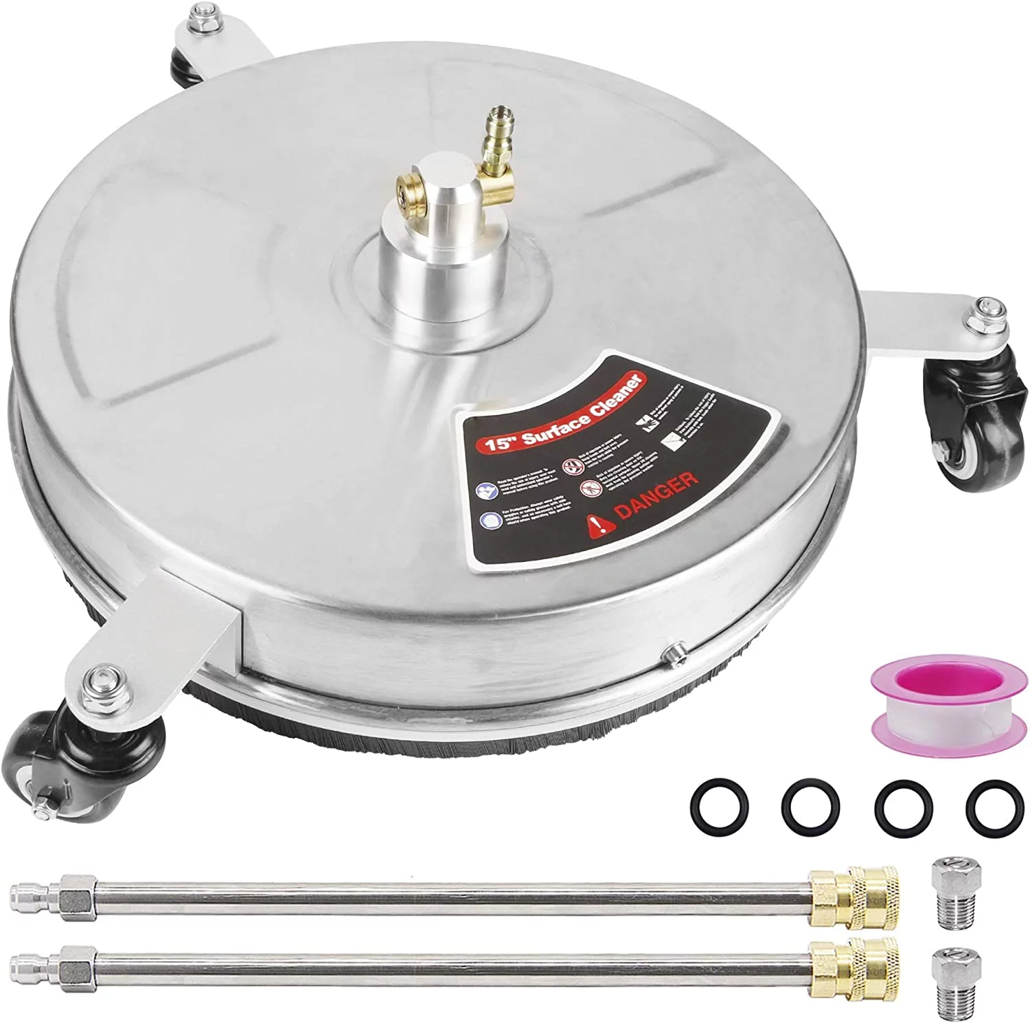 Twinkle Star 15" Pressure Washer Surface Cleaner with 3 Wheels, Stainless Steel Housing & 1/4" Quick Connector