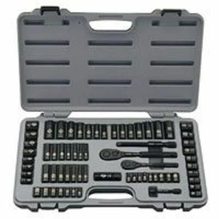 New Stanley 92-824 69 Piece Black Chrome Deluxe Socket Tool Set Kit with Case