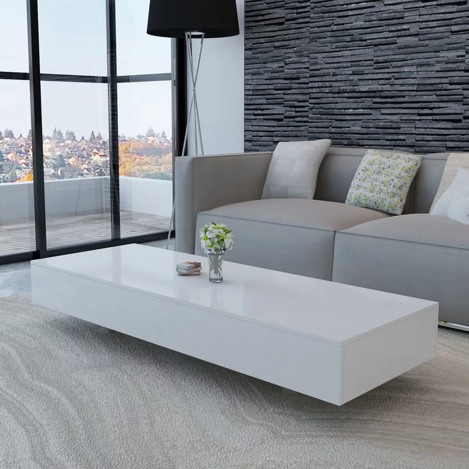 Walmeck Coffee Table High Gloss White