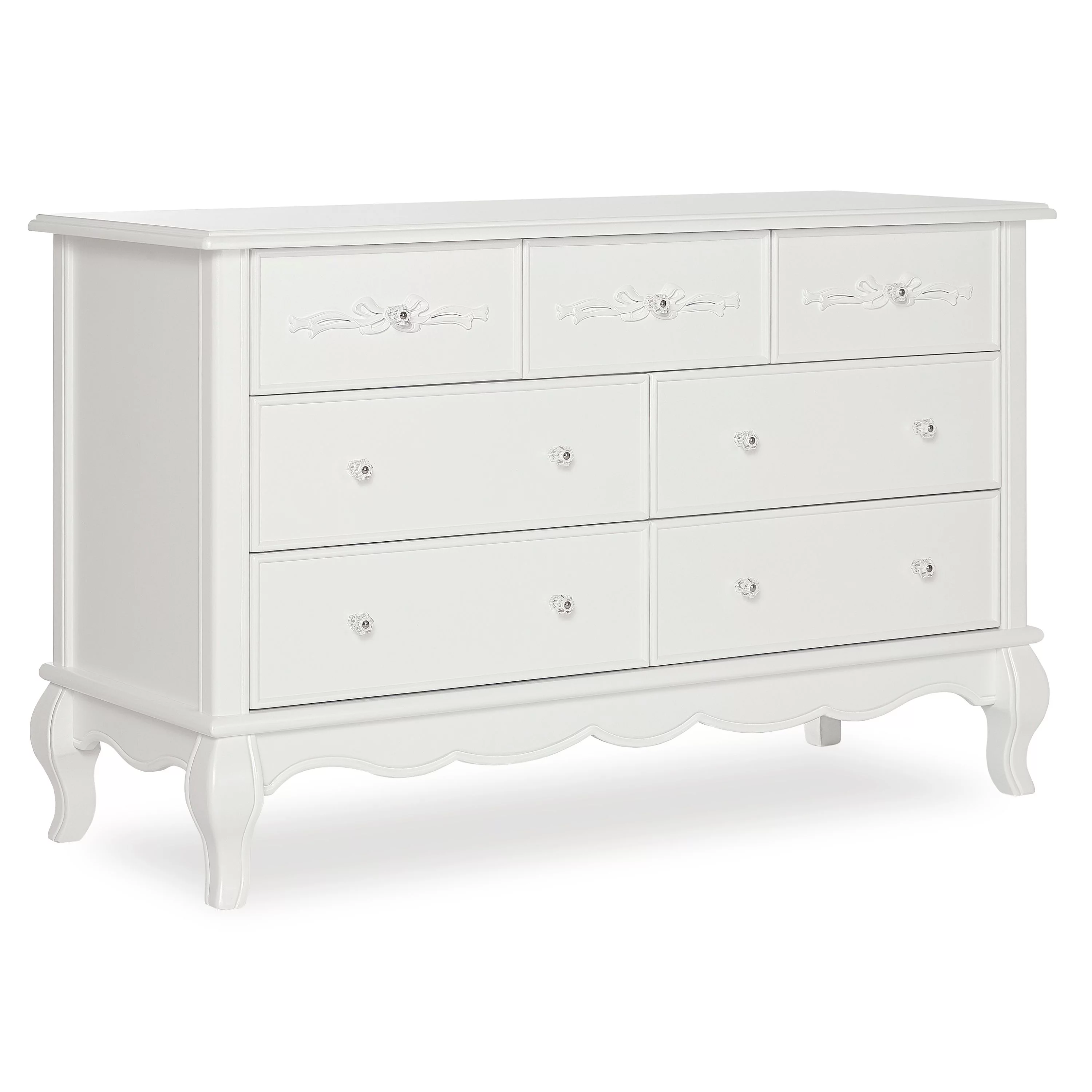 Evolur Aurora 7 Drawer Double Dresser Frost, Spacious Drawers