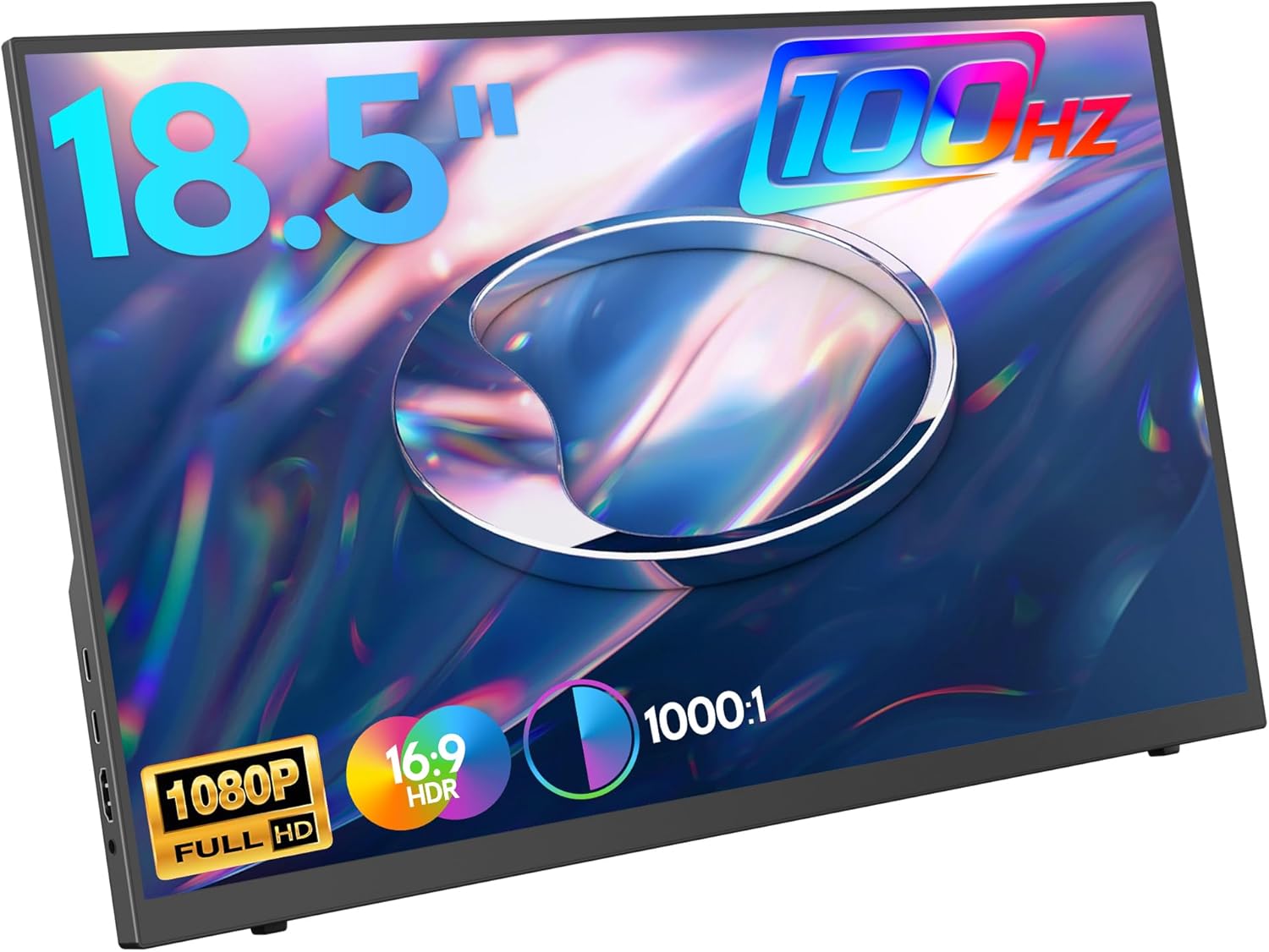 HONGO 18.5 inch 100Hz Portable Monitor 1080P, Large Portable Monitor Stand, FHD IPS Screen HDR Gaming Display