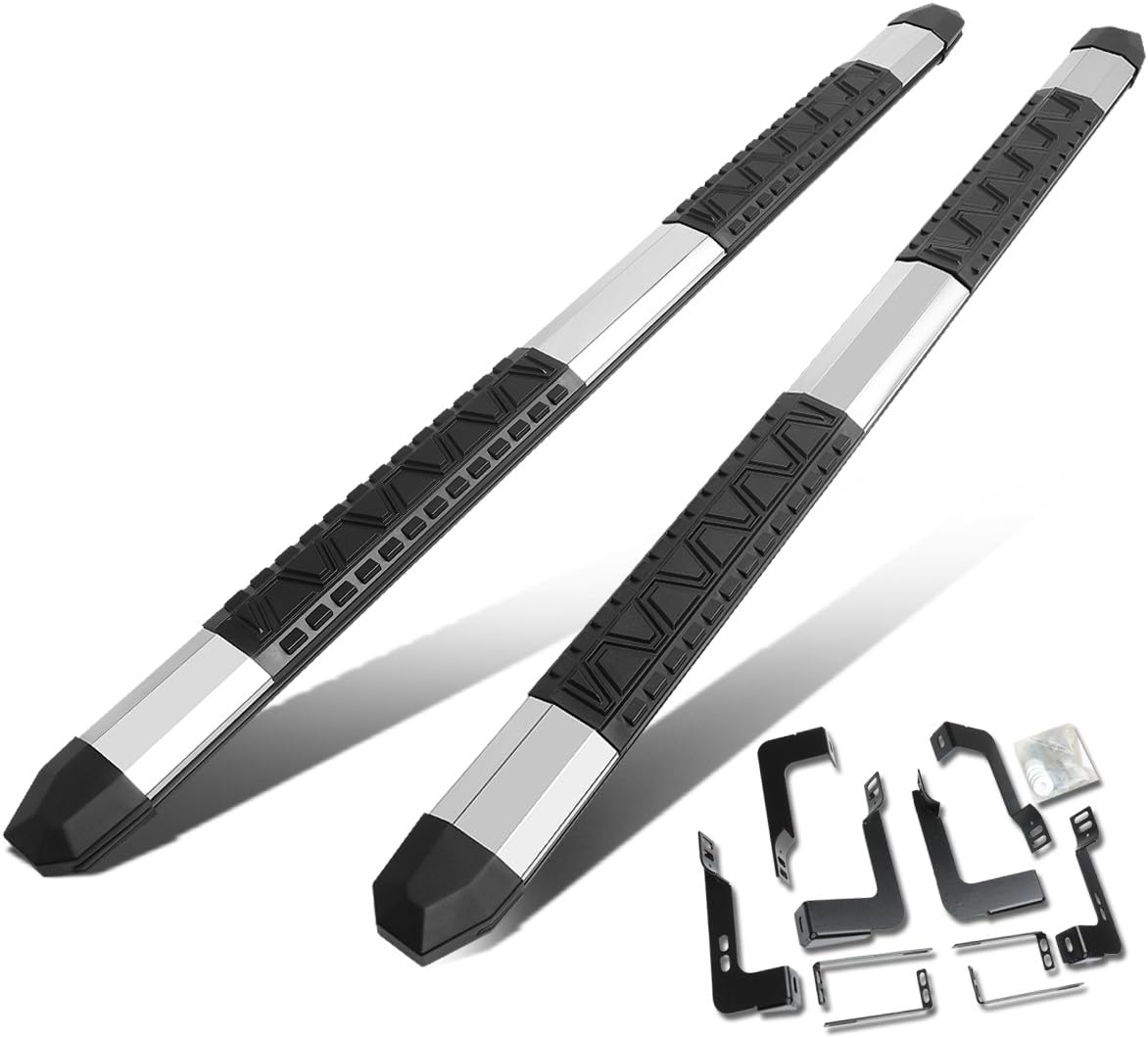 5 Inches Side Step Nerf Bar Running Board Compatible with Silverado Sierra 1500 2500HD 3500HD Crew Cab 07-19, Aluminum, Polished Chrome