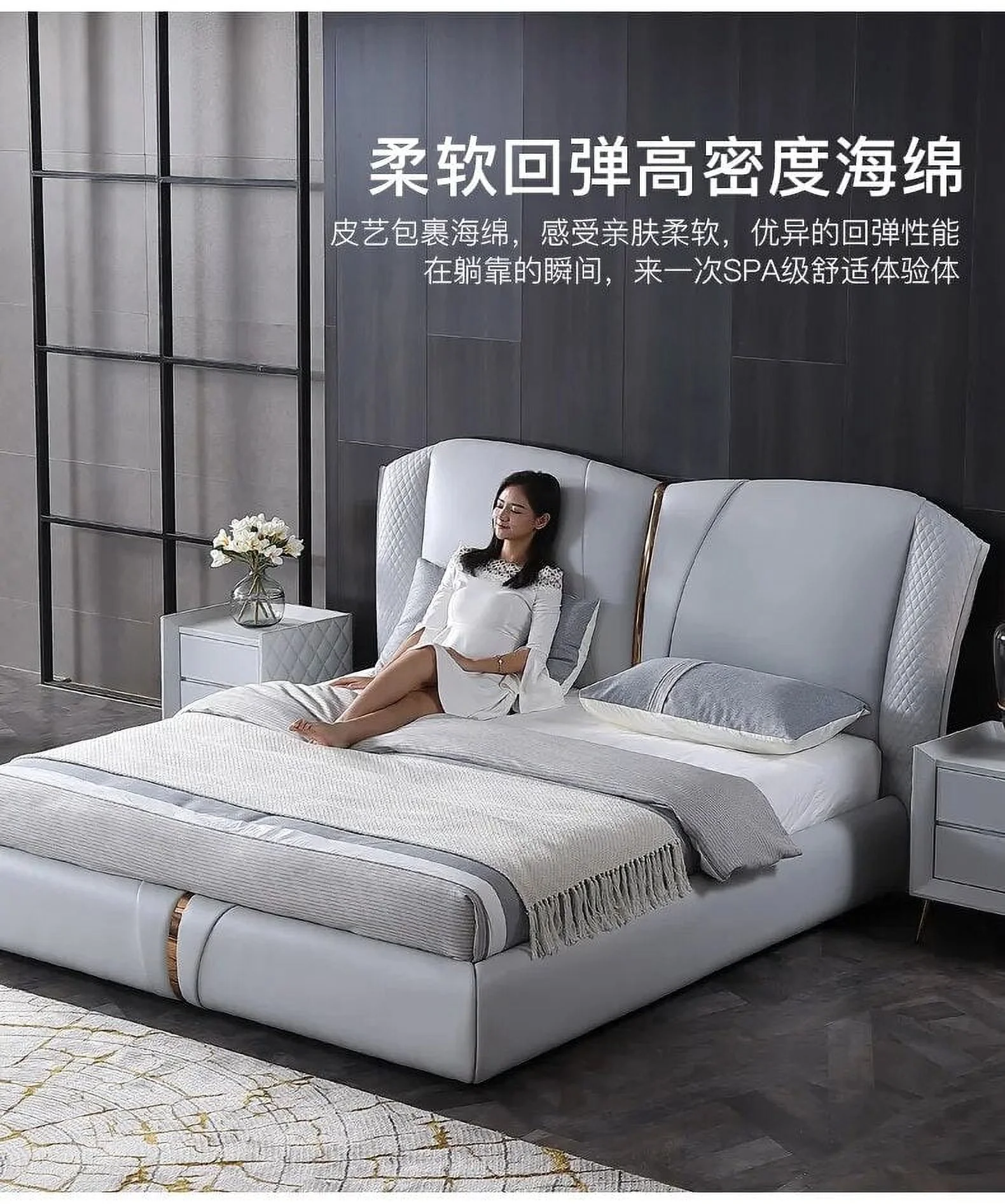 Real Genuine cow leather bed Soft Beds Bedroom camas lit muebles de dormitorio yatak mobilya quarto unique designer furniture