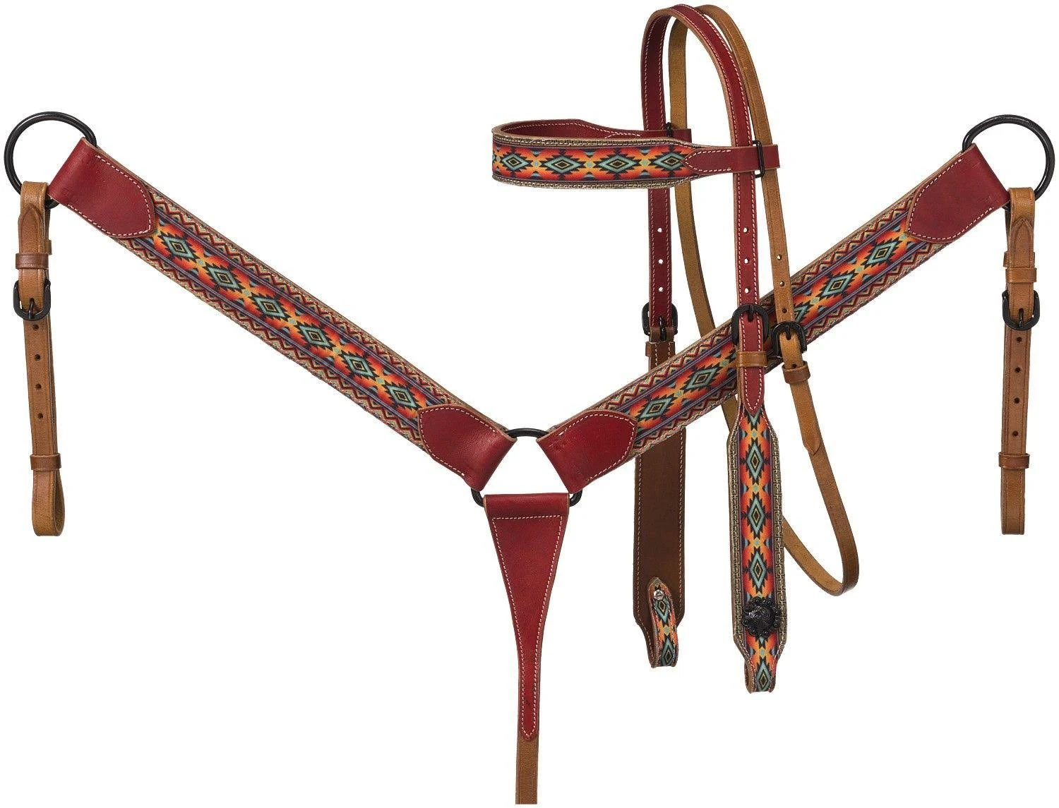 Tough 1 Printed Brow Horse Headstall Breastcollar Set Canyon Sunset
