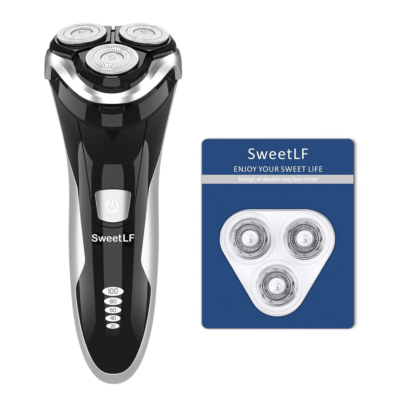 SweetLF Electric Shaver for Men Wet and Dry Waterproof Electric Razor Cordless 3D Rechargeable Rotary Shaver Razor for Men with Pop-up Trimmer